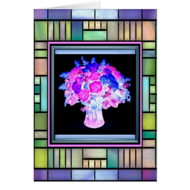 Rose auf der verketteten Glaskarte (Vorne)