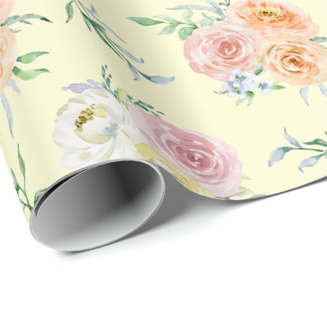 Rose auf gelbem Wrapping Paper Geschenkpapier (Rolleneckpunkt)
