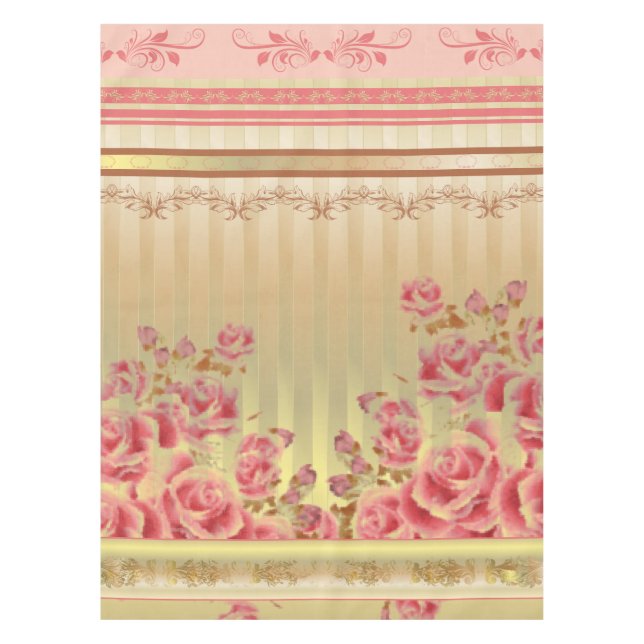 ROSE AUF GOLD ~ Tischdecken (Vorderseite)