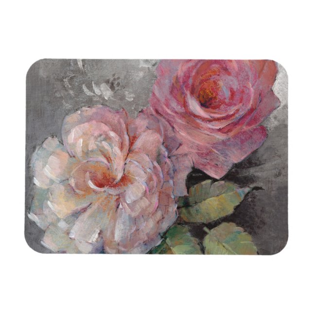 Rose auf Grau Magnet (Horizontal)