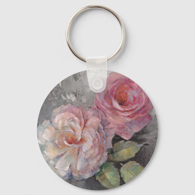 Rose auf Grau Schlüsselanhänger (Vorderseite)