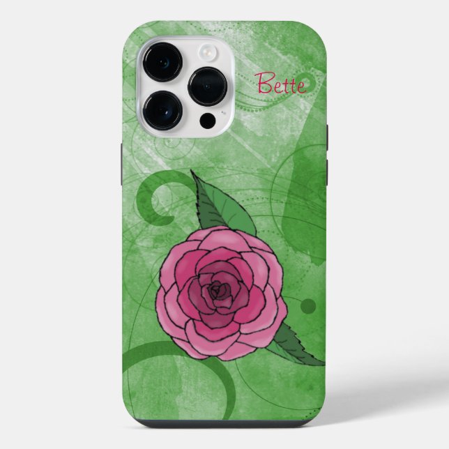 Rose auf Grün  iPhone 14 Pro Max Hülle (Rückseite)