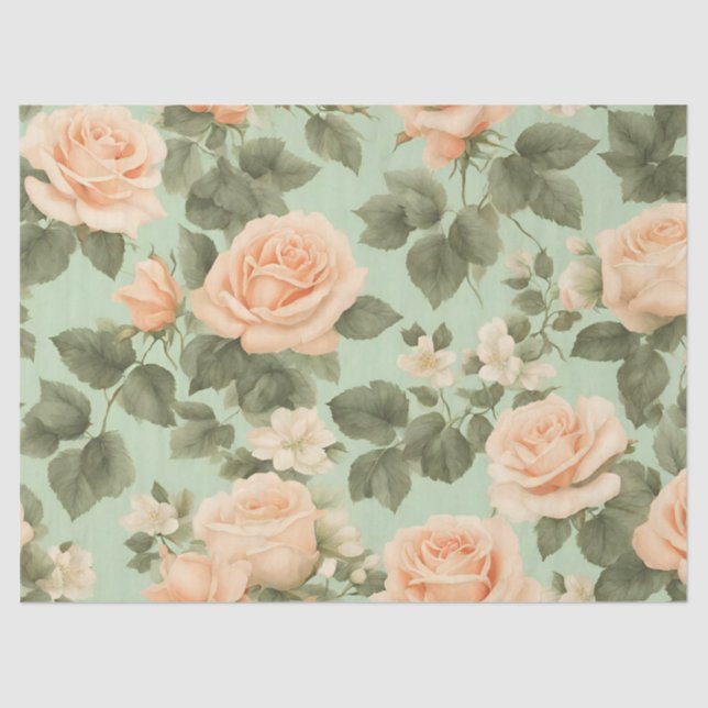 Rose auf hellgrünem Hintergrund zeichnen Seidenpapier (Vorderseite)