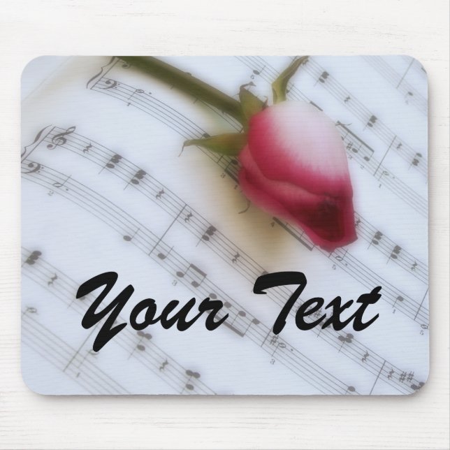 Rose auf Musik-Blatt Mousepad (Vorne)