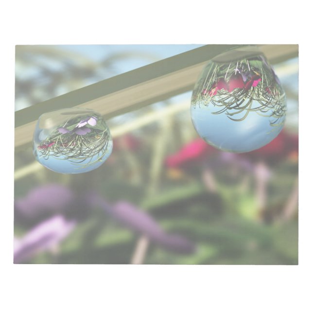Rose auf Raindrops Notepad Notizblock (Vorderseite)