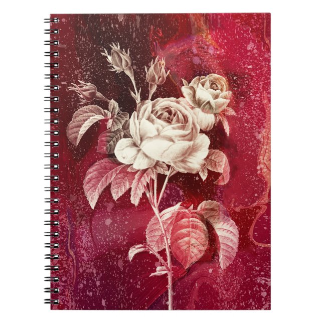 ROSE auf rotem Hintergrund Notizblock (Vorderseite)