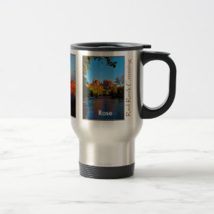 Rose auf roter Felsen-Überfahrt-Tasse Reisebecher