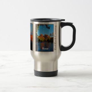 Rose auf roter Felsen-Überfahrt-Tasse Reisebecher