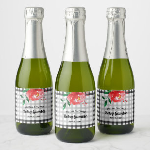 Rose auf Schwarz-Weiß kariert Mini Sekt La