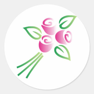Rose auf Weiß Runder Aufkleber