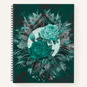 Rose aus Aquamarinem Marmor Notizbuch