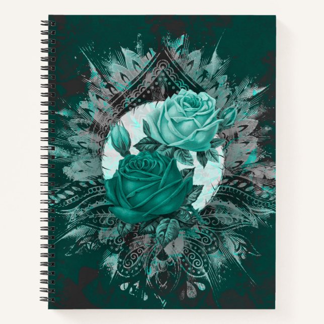 Rose aus Aquamarinem Marmor Notizbuch (Vorderseite)