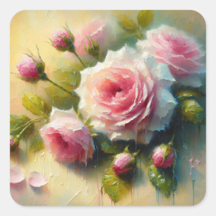 Rose aus der Blumenserie Quadratischer Aufkleber