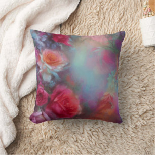Rose aus der Fantasie, in Pfirsich Vintag Botanica Kissen