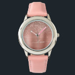 Rose aus gebürstetem Metall, Gold Rosa Glitzer Mon Armbanduhr<br><div class="desc">Rose Gold - Rosa schwarze Imitate Foil Metallic Sparkle Glitzer gebürstete Metal Monogram Name Watch. Das macht den perfekten 16 Geburtstag,  Hochzeit,  Brautparty,  Jubiläum,  Babydusche oder Junggeselinnen-Abschied Geschenk für jemanden,  der Lieben glamourösen Luxus und schicke Stile.</div>
