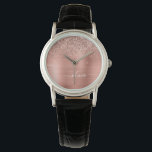 Rose aus gebürstetem Metall, Gold Rosa Glitzer Mon Armbanduhr<br><div class="desc">Rose Gold - Rosa schwarze Imitate Foil Metallic Sparkle Glitzer gebürstete Metal Monogram Name Watch. Dies macht den perfekten Abschluss,  Geburtstag,  Hochzeit,  Brautparty,  Jubiläum,  Babydusche oder Junggeselinnen-Abschied Geschenk für jemanden,  die Lieben glamourösen Luxus und schicke Stile.</div>