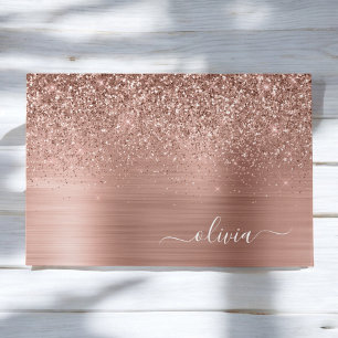 Rose aus gebürstetem Metall, Gold Rosa Glitzer Mon Fußmatte