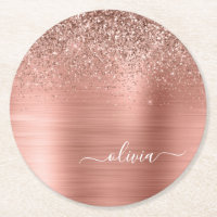 Rose aus gebürstetem Metall, Gold Rosa Glitzer Mon