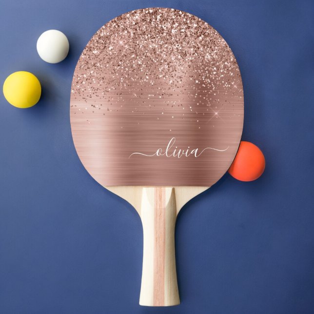 Rose aus gebürstetem Metall, Gold Rosa Glitzer Mon Tischtennis Schläger (Von Creator hochgeladen)