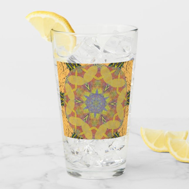Rose aus Glas wie Kaleidoskop, YELLOW (Vorderseite Ice)