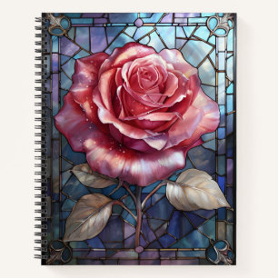 Rose aus Hartglas - Kunst im gotischen Blumenfenst Notizbuch