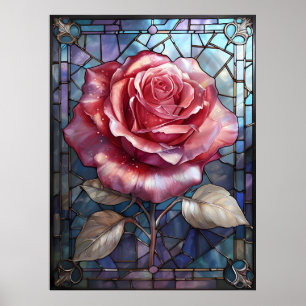 Rose aus Hartglas - Kunst im gotischen Blumenfenst Poster