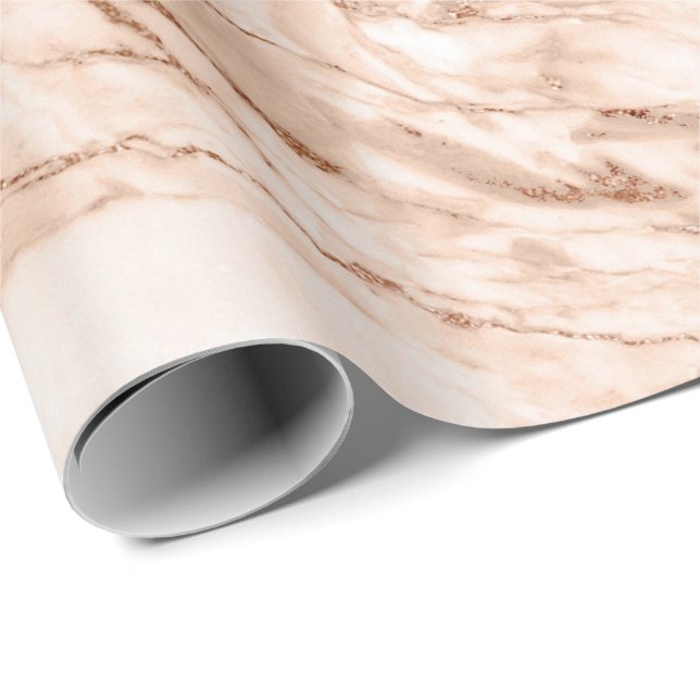 Rose aus Kupfer Weißkorn Rosa Carrara Marmorstein Geschenkpapier (Rolleneckpunkt)