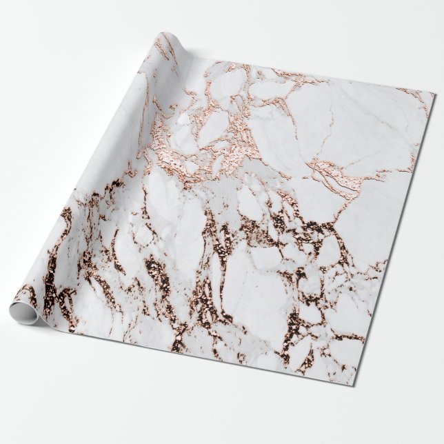 Rose aus Kupfer Weißmetall Grau Carrara Marmorstei Geschenkpapier (Ungerollt)