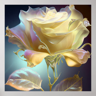 Rose aus lichtdurchlässigem Glas - Gelb Poster