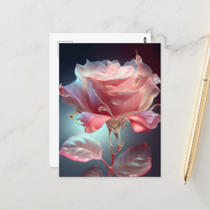 Rose aus lichtdurchlässigem Glas - trostlos pink Postkarte