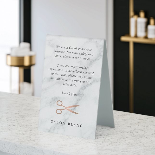 Rose aus Marmor Gold Scheren Haarsalon Covid Siche Tischaufsteller (Von Creator hochgeladen)