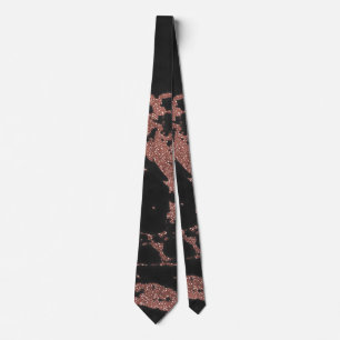 Rose aus schwarzem Marmor mit Glitzer-Textur Krawatte