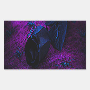 Rose aus schwarzem Material, Schwarze Spinnen Rechteckiger Aufkleber