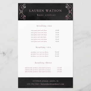 Rose aus schwarzem Seide, Goldservice und Flyer