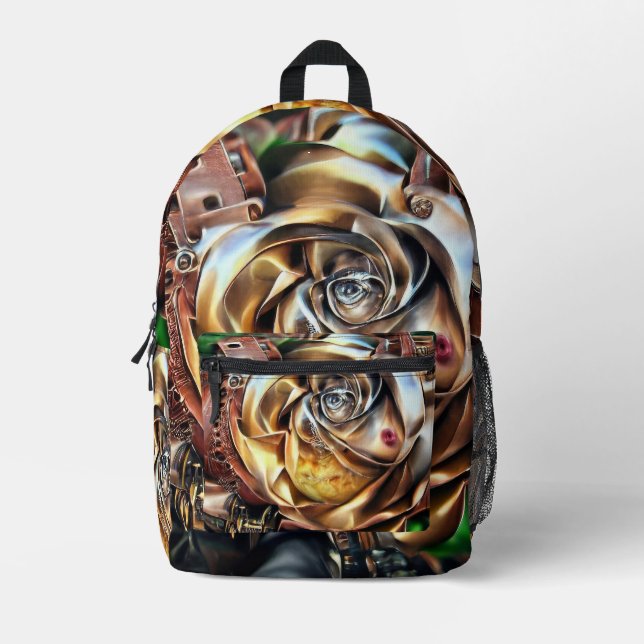 Rose aus Steampunken mit Oberflächengesicht - Mech Bedruckter Rucksack (Vorderseite)