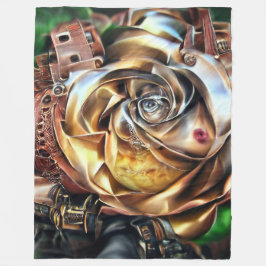 Rose aus Steampunken mit Oberflächengesicht - Mech Fleecedecke