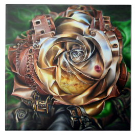 Rose aus Steampunken mit Oberflächengesicht - Mech Fliese