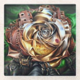 Rose aus Steampunken mit Oberflächengesicht - Mech Glasuntersetzer