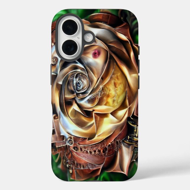 Rose aus Steampunken mit Oberflächengesicht - Mech iPhone 16 Hülle (Rückseite)