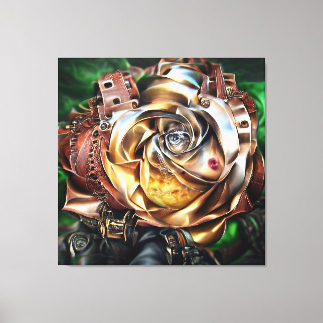 Rose aus Steampunken mit Oberflächengesicht - Mech Leinwanddruck (Vorderseite)