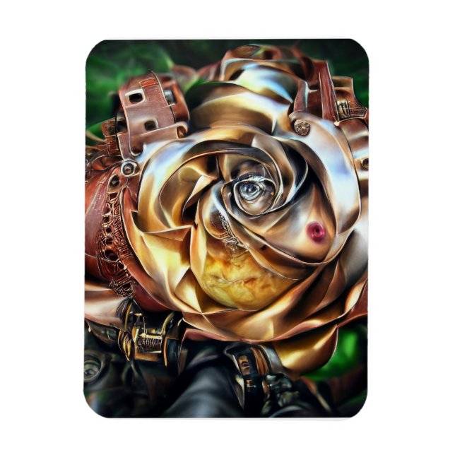 Rose aus Steampunken mit Oberflächengesicht - Mech Magnet (Vertikal)