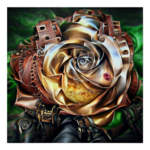 Rose aus Steampunken mit Oberflächengesicht - Mech Poster