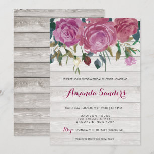 Rose aus weißem Brautparty mit Blumenmotiven Einladung