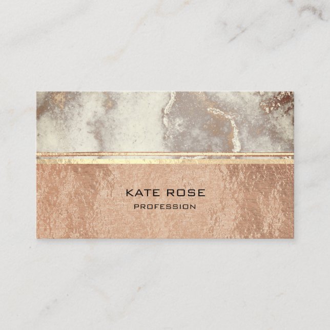 Rose aus weißem Carrara-Marmor Gold Makeup Kupfer Visitenkarte (Vorderseite)
