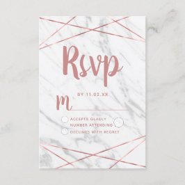 Rose aus weißem Marmor, geometrische Hochzeitsriss RSVP Karte