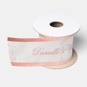 Rose aus weißem Marmor Gold Elegantes Pink Script  Satinband