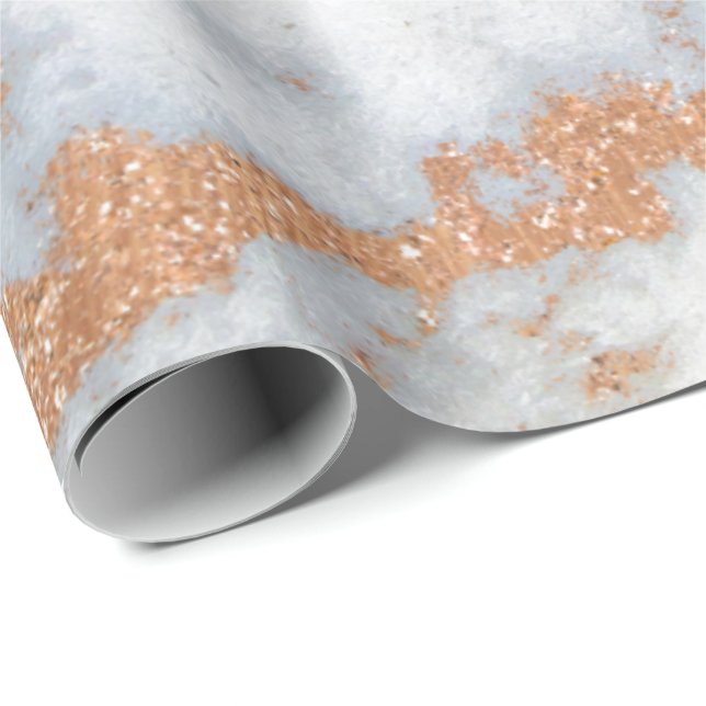 Rose aus weißem Marmor Gold Gold Kupfer Grau Geschenkpapier (Rolleneckpunkt)