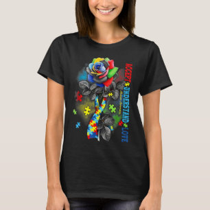 Rose Autismus Bewusstsein akzeptieren Liebe Autis  T-Shirt