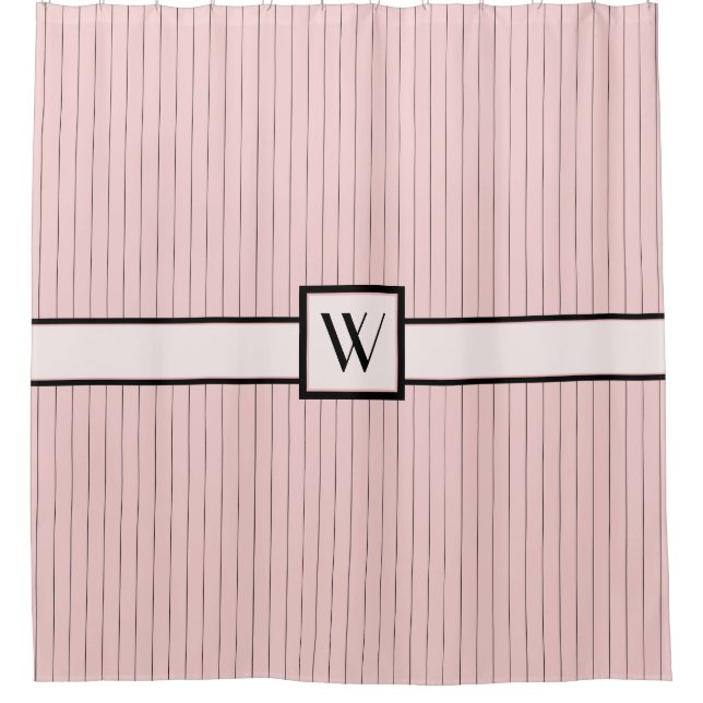 Rose avec Black Pinstripes Douche rideau (Devant)