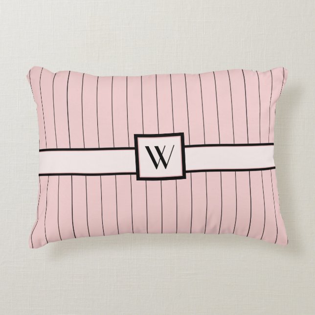 Rose avec Coussin d'accent à rayures noires (Devant)